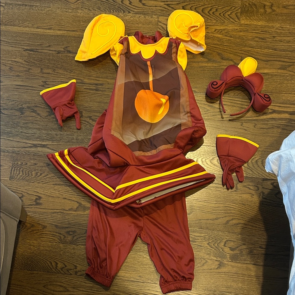 Disney Maroon and Yellow Clock Costume with Headband and Gloves